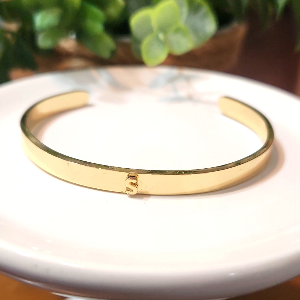 BaubleBar Gold Plated Initial S Cuff Bracelet